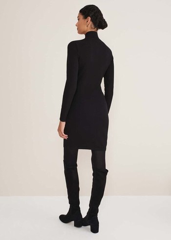 Phase Eight Arden Zip Detail Colourblock Tunic Dress Black/White USA | 0241386-MQ